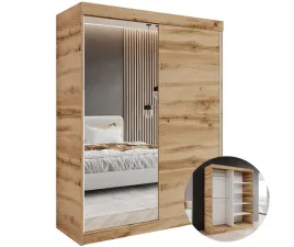 szafa-auroria-205-100-cm-dab-wotan-z-lustrem-polkami-do-sypialni