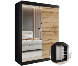 szafa-auroria-205-100-cm-czarny-dab-wotan-z-lustrem-do-sypialni