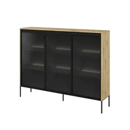 witryna-trend-tr8dac-szerokosc-150-cm-3w-z-oswietleniem-dab-artisan-czarn