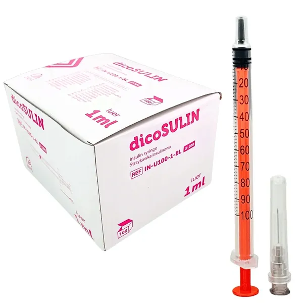 STRZYKAWKI INSULINOWE Z IGŁĄ 0,4x12mm 100szt.