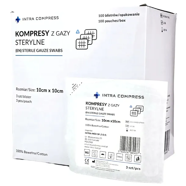 Jałowy kompres z gazy 10x10cm 17N 8W 10szt.