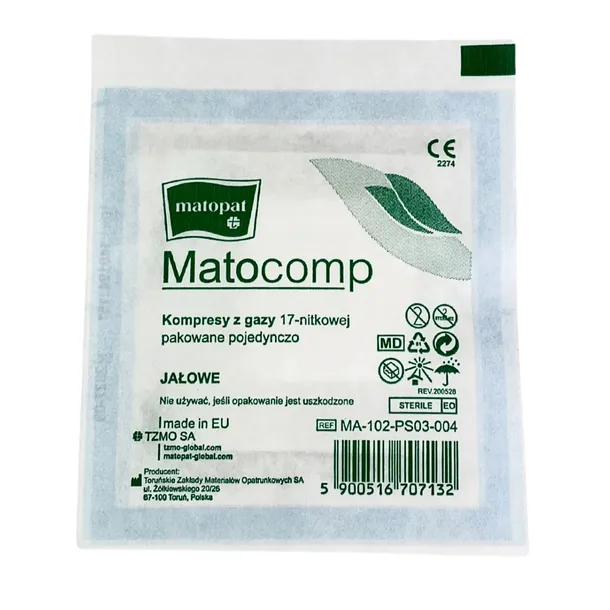 Jałowe kompresy z gazy saszetka peelpack 17N 12W 5x5cm 3szt. Matocomp Matop