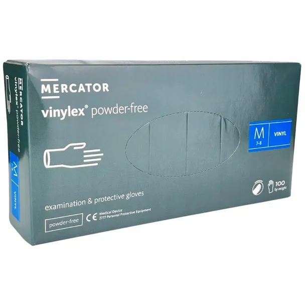 Rękawiczki winylowe jednorazowe Mercator Medical Vinylex bezbarwne M x 100