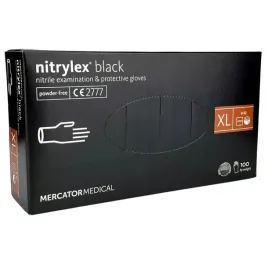 Zdjęcie produktu Rękawiczki nitrylowe czarne bezpudrowe Nitrylex XL