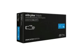 Zdjęcie produktu Rękawiczki nitrylowe czarne bezpudrowe Nitrylex M