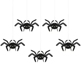 dekoracja-wiszaca-pajaki-halloween-czarny-partydeco-5-szt