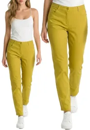 spodnie-damskie-wysoki-stan-bawelniane-zolte-rurki-roz-48
