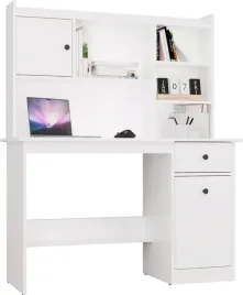 biurko-z-nadstawka-do-pokoju-120cm-szuflada-szafka-biale-biel