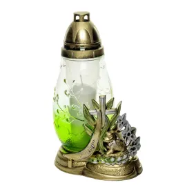 znicz-wielkanocny-z-aplikacja-krzyza-zajaczka-i-napisem-alleluja-zielony