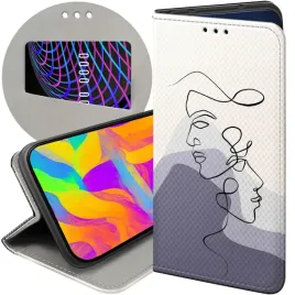etui-z-klapka-do-realme-c33-wzory-continuous-line-art-kreska-linie-futeral
