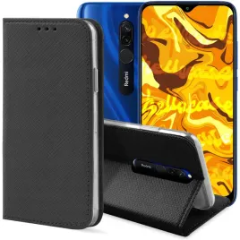 etui-z-klapka-do-xiaomi-redmi-8-czarne-zamykane-magnetyczne-kabura-futeral