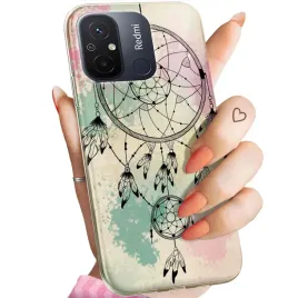etui-do-xiaomi-redmi-12c-wzory-boho-lapacz-snow-piora-obudowa-pokrowiec