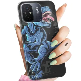 etui-do-xiaomi-redmi-12c-wzory-dinozaury-reptilia-prehistoryczne-obudowa