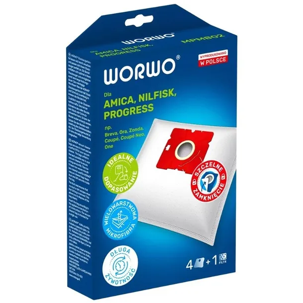 Worki do odkurzacza Amica MPM Worwo MPMB02K 4 sztuki + 1 filtr