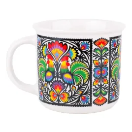 kubek-folk-350-ml-wzory-lowickie-koguty-folkstar