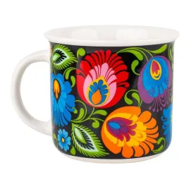 kubek-folk-350-ml-wzory-lowickie-czarny-folkstar