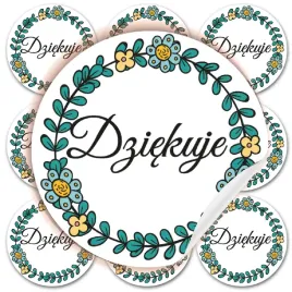 Zdjęcie produktu Naklejki DZIĘKUJĘ ozdobne 10 sztuk na prezenty