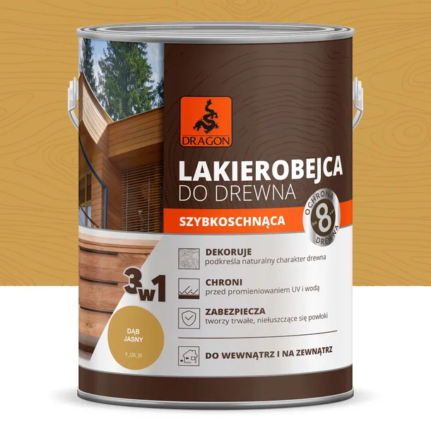 Lakierobejca do drewna szybkoschnąca 2,5L DĄB JASNY DRAGON