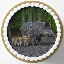 oplatek-waflowy-lesniczy-mysliwy-lowy-dzik-odyniec-locha-zwierze-20cm