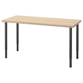 ikea-lagkapten-olov-biurko-dab-bejc-czarny-140x60