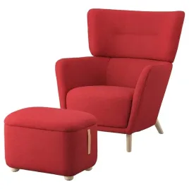 ikea-oskarshamn-fotel-uszak-z-podnozkiem-czerwony