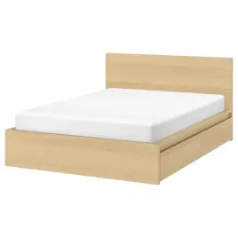 ikea-malm-rama-lozka-2-pojemnikami-debowa-180x200
