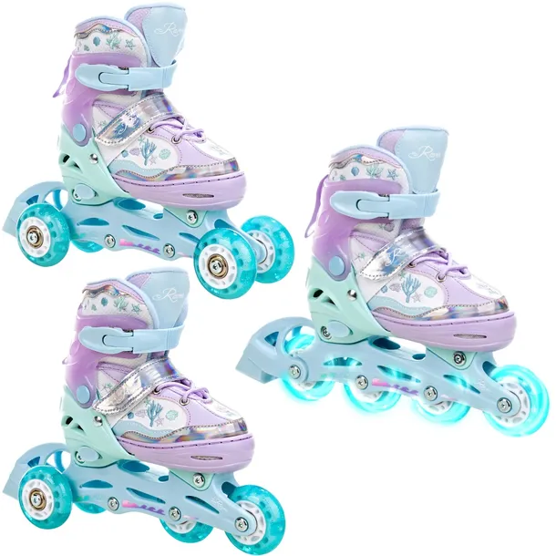 Rolki Wrotki 3w1 Regulowane RAVEN Isla Violet 27-30 Kółka LED