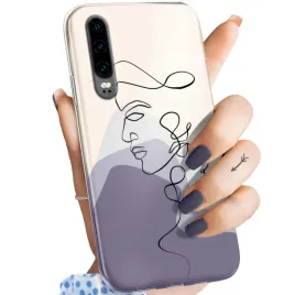 etui-do-huawei-p30-wzory-continuous-line-art-kreska-linie-obudowa-pokrowiec
