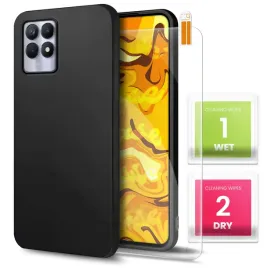 etui-do-realme-8i-czarne-matowe-obudowa-slim-silikon-szklo-9h
