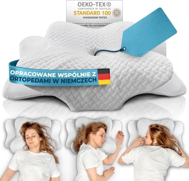 GLUCKSTOFF Poduszka ortopedyczna memory motyl BAMBUS CE biała ergonomiczna
