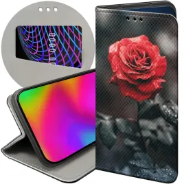 etui-z-klapka-do-xiaomi-redmi-10-wzory-roza-z-roza-rose-futeral-pokrowiec