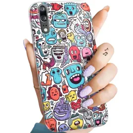 etui-do-huawei-p20-pro-wzory-doodle-zwierzeta-potwory-rysunki-obudowa-case