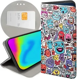 etui-z-klapka-do-samsung-galaxy-a10-wzory-doodle-zwierzeta-potwory-rysunki