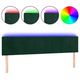 zaglowek-do-lozka-z-led-ciemnozielony-200x5x78-88-cm-aksamit