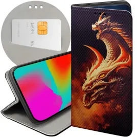 etui-z-klapka-do-motorola-moto-e6-plus-wzory-smoki-dragon-taniec-smokow