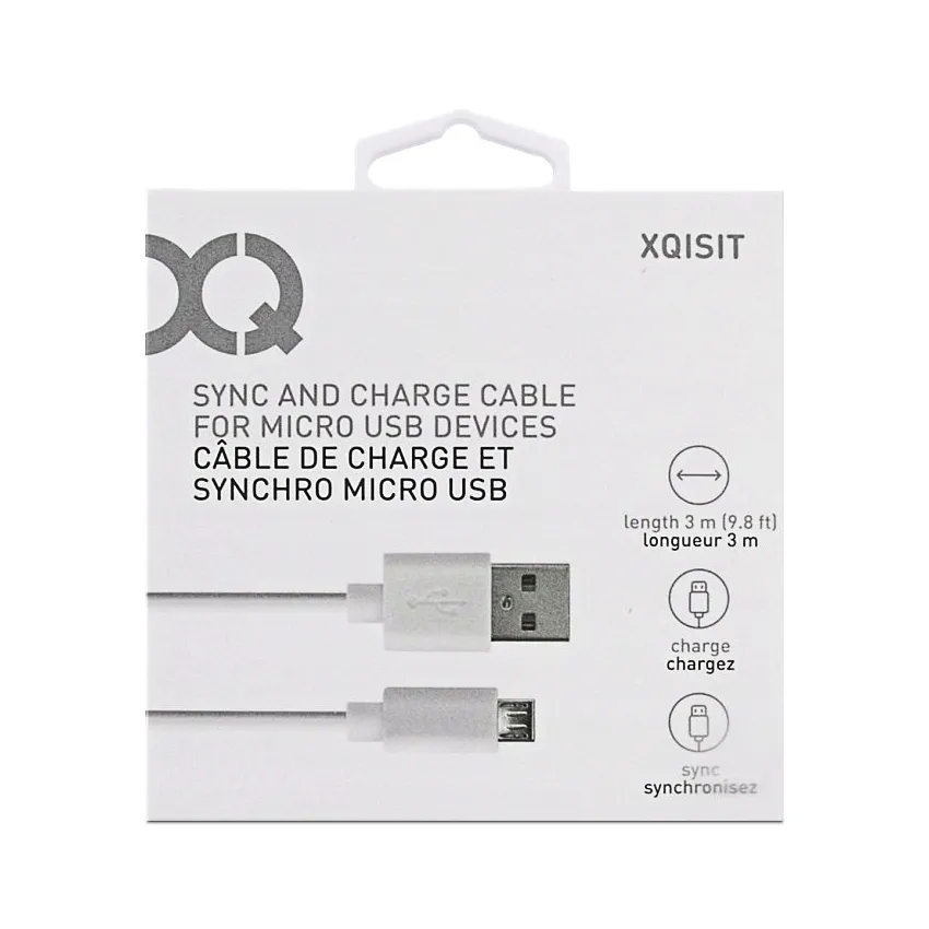 xqisit-micro-usb-3m-bialy