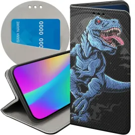 etui-z-klapka-do-iphone-12-mini-wzory-dinozaury-reptilia-prehistoryczne