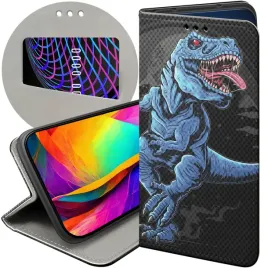 etui-z-klapka-do-realme-8-5g-wzory-dinozaury-reptilia-prehistoryczne-case