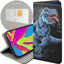 etui-z-klapka-do-xiaomi-redmi-8-wzory-dinozaury-reptilia-prehistoryczne