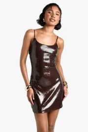 a8c128-brazowa-sukienka-z-cekinami-boohoo-m