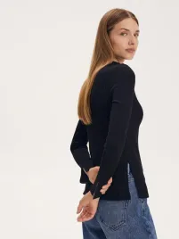 czarna-prazkowana-bluzka-z-rozcieciami-reserved-xs