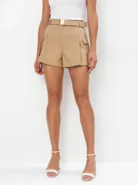 brazowe-bawelniane-szorty-z-paskiem-mohito-xs