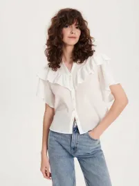 biala-koszula-z-falbana-z-bawelny-reserved-s