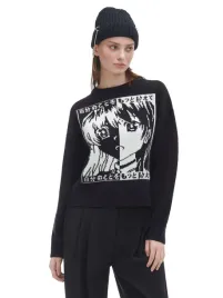 czarny-sweter-z-motywem-mangi-cropp-m