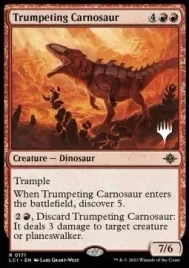 mtg-trumpeting-carnosaur-foil-or-ixalan-lci-or-rare-en-nm-or-dinosaur-staple