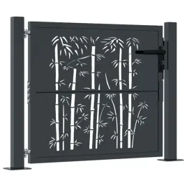 furtka-ogrodowa-antracytowa-105x105-cm-stal-motyw-bambusa