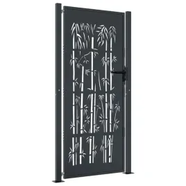 furtka-ogrodowa-antracytowa-105x205-cm-stal-motyw-bambusa