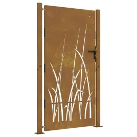 furtka-ogrodowa-105x205-cm-stal-kortenowska-motyw-trawy