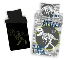 posciel-swiecaca-w-ciemnosci-140x200-dinozaury-t-rex-szara-poszewka-70x90