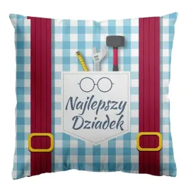 poduszka-43x43-niebieska-kratka-najlepszy-dziadek